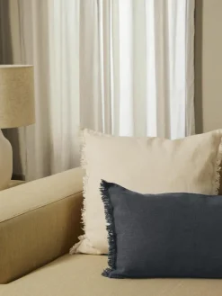 Leinen-Kissenhülle Luana mit Fransen