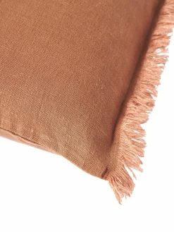 Leinen-Kissenhülle Luana mit Fransen