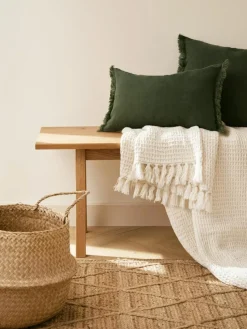 Leinen-Kissenhülle Luana mit Fransen