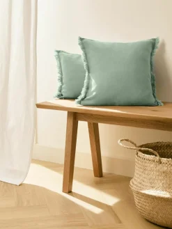 Leinen-Kissenhülle Luana mit Fransen