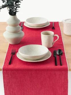 Leinen-Tischläufer Kennedy mit Umkettelung