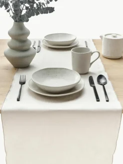 Leinen-Tischläufer Kennedy mit Umkettelung