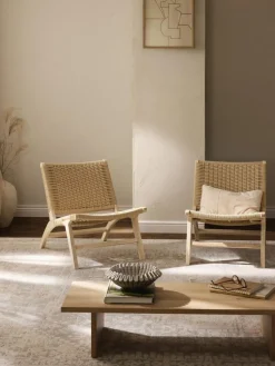 Loungesessel Ira mit Rattangeflecht aus Eschenholz