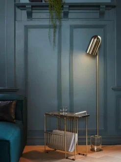 Marmor-Beistelltisch Sino mit Magazinhalter