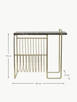 Marmor-Beistelltisch Sino mit Magazinhalter