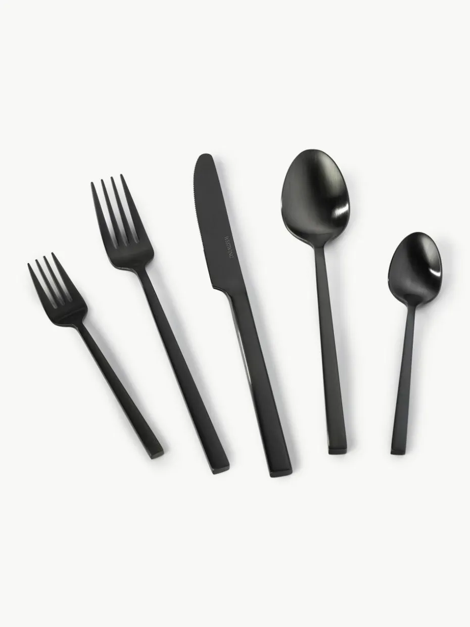 Matt gebürstetes Besteck-Set Shine, in verschiedenen Setgrößen