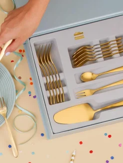 Matt gebürstetes Kuchenbesteck-Set Tulip, 6 Personen (13-tlg.)