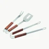 Metall-Grillbestecke Brick mit Holzgriffen, 3er-Set