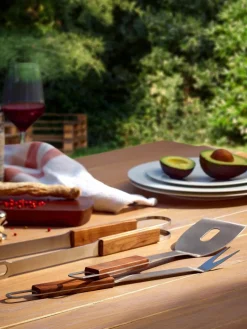 Metall-Grillbestecke Brick mit Holzgriffen, 3er-Set