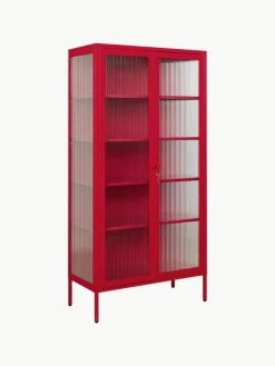 Metall-Vitrine The Collector mit geriffeltem Glas