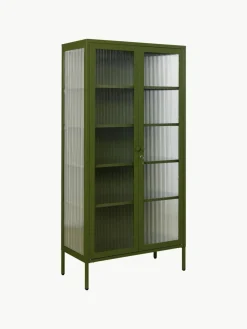 Metall-Vitrine The Collector mit geriffeltem Glas