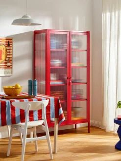 Metall-Vitrine The Collector mit geriffeltem Glas