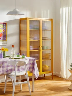 Metall-Vitrine The Collector mit geriffeltem Glas