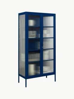 Metall-Vitrine The Collector mit geriffeltem Glas