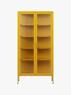 Metall-Vitrine The Collector mit geriffeltem Glas