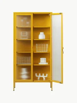 Metall-Vitrine The Collector mit geriffeltem Glas