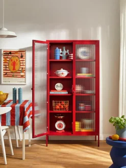 Metall-Vitrine The Collector mit geriffeltem Glas