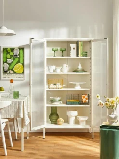 Metall-Vitrine The Collector mit geriffeltem Glas