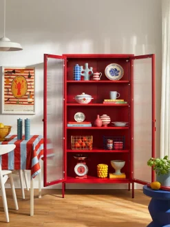 Metall-Vitrine The Collector mit geriffeltem Glas