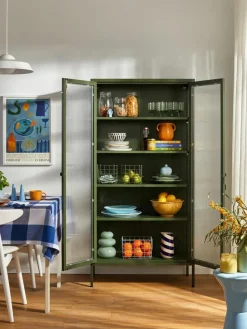 Metall-Vitrine The Collector mit geriffeltem Glas