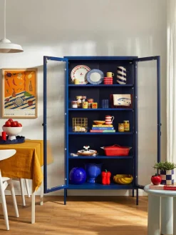 Metall-Vitrine The Collector mit geriffeltem Glas