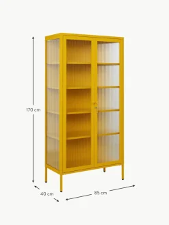Metall-Vitrine The Collector mit geriffeltem Glas