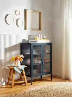 Metall-Vitrine The Mixer mit geriffeltem Glas