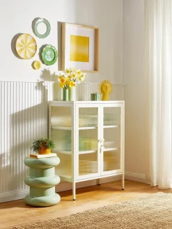 Metall-Vitrine The Mixer mit geriffeltem Glas