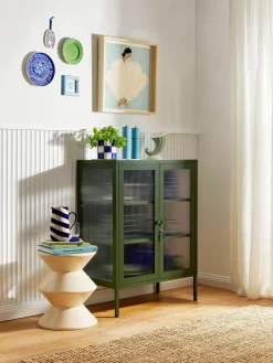 Metall-Vitrine The Mixer mit geriffeltem Glas