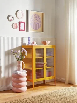 Metall-Vitrine The Mixer mit geriffeltem Glas