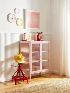 Metall-Vitrine The Mixer mit geriffeltem Glas