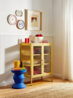 Metall-Vitrine The Mixer mit geriffeltem Glas