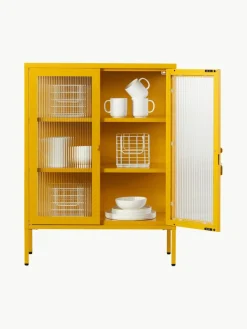 Metall-Vitrine The Mixer mit geriffeltem Glas