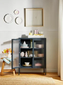 Metall-Vitrine The Mixer mit geriffeltem Glas