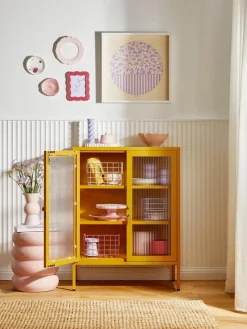 Metall-Vitrine The Mixer mit geriffeltem Glas