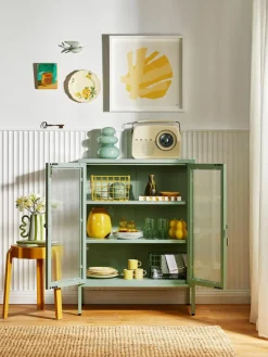 Metall-Vitrine The Mixer mit geriffeltem Glas