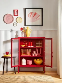 Metall-Vitrine The Mixer mit geriffeltem Glas