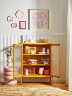 Metall-Vitrine The Mixer mit geriffeltem Glas