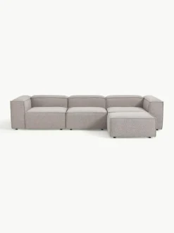 Modulares Sofa Lennon (4-Sitzer) aus Bouclé mit Hocker (links/rechts)