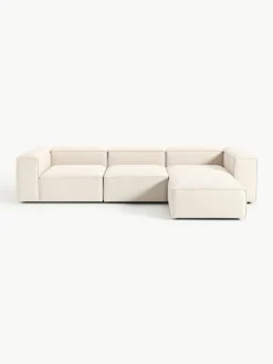 Modulares Sofa Lennon (4-Sitzer) aus Leinen-Mix mit Hocker (links/rechts)