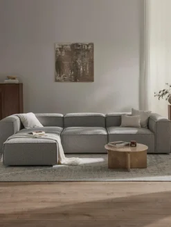 Modulares Sofa Lennon (4-Sitzer) aus Bouclé mit Hocker (links/rechts)