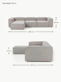 Modulares Sofa Lennon (4-Sitzer) aus Bouclé mit Hocker (links/rechts)