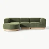 Modulares Sofa Natalie (3-Sitzer) aus Teddy-Bouclé mit Hocker