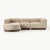 Modulares Sofa Natalie (3-Sitzer) aus Teddy-Bouclé mit Hocker