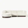 Modulares Sofa Natalie (3-Sitzer) aus Teddy-Bouclé mit Hocker
