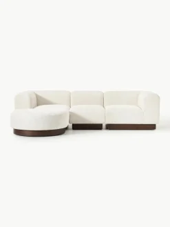 Modulares Sofa Natalie (3-Sitzer) aus Teddy-Bouclé mit Hocker