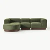 Modulares Sofa Natalie (3-Sitzer) aus Teddy-Bouclé mit Hocker