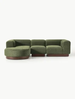 Modulares Sofa Natalie (3-Sitzer) aus Teddy-Bouclé mit Hocker