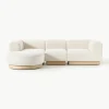 Modulares Sofa Natalie (3-Sitzer) aus Teddy-Bouclé mit Hocker