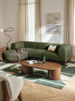 Modulares Sofa Natalie (3-Sitzer) aus Teddy-Bouclé mit Hocker